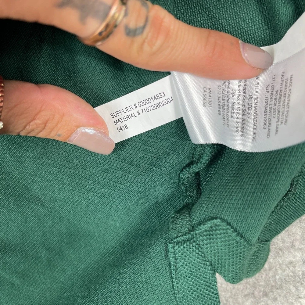 Polo Ralph Lauren Polo Shirt Mens XXL Green Big Pony Script Slim Fit Varsity